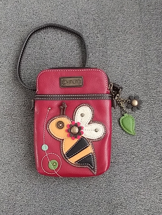 Chala Handbags - Chala Mini with Bee Applique and Green Leaf Charm